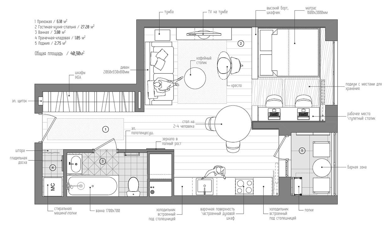 Блок 3- пример плана квартиры в Archicad | АРТАКАДЕМИЯ Курсы рисования Киев